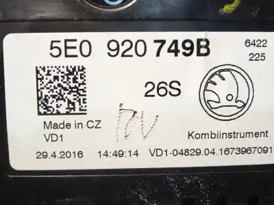 Second-hand car spare part dashboard for skoda octavia iii combi (5e5, 5e6) 2.0 tdi 4x4 oem iam references 5e0920749b  
