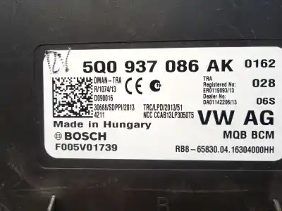 Second-hand car spare part body control unit for skoda octavia iii combi (5e5, 5e6) 2.0 tdi 4x4 oem iam references 5q0937086ak f005v01739 5q0937086akz00