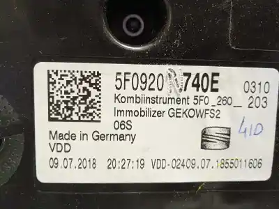 Автозапчастина б/у панель інструментів для seat leon sc (5f5) 1.4 16v tsi посилання на oem iam 5f0920740e  