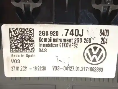 Recambio de automóvil de segunda mano de cuadro instrumentos para volkswagen t-cross 1.0 tsi referencias oem iam 2g0920740j  