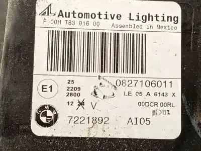 Second-hand car spare part right headlight for bmw x5 (e70) xdrive 40 d oem iam references 7221892  63127278046