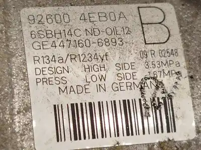 Автозапчасти б/у компрессор кондиционера воздуха за renault scénic iii (jz0/1_) 1.2 tce ссылки oem iam 926004eb0a 4471606893 