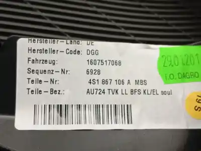 Pezzo di ricambio per auto di seconda mano rivestimento porta anteriore destro per audi r8 (4s3, 4sp) 5.2 fsi quattro riferimenti oem iam 4s1867104ambs  4s1867106a