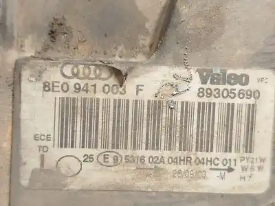 Second-hand car spare part left headlight for audi a4 b6 (8e2) 1.9 tdi oem iam references 8e0941003f 89305690 8e0941029c