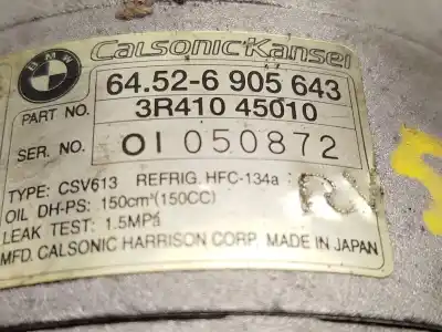 Peça sobressalente para automóvel em segunda mão compressor de ar condicionado a/a a/c por bmw 3 touring (e46) 320 d referências oem iam 64526905643  