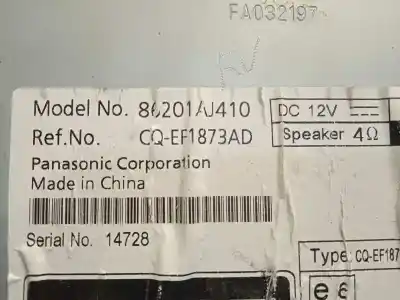 Second-hand car spare part audio system / radio cd for subaru legacy berl. b13 (bl) 2.0 d classic oem iam references 86201aj410 cqef1873ad 
