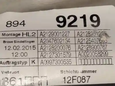 Pezzo di ricambio per auto di seconda mano alzacristalli posteriore sinistro per mercedes-benz clase e (w212) lim. 2.1 cdi cat riferimenti oem iam a2127301779 a2048200542 2127301779