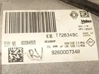 Автозапчасти б/у компрессор кондиционера воздуха за renault clio iv (bh_) 0.9 tce 90 ссылки oem iam 926000734r  