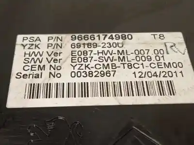 Peça sobressalente para automóvel em segunda mão quadrante por peugeot 3008 i monospace (0u_) 1.6 hdi referências oem iam 9666174980 6103y0 9810462780