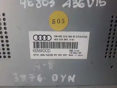 Second-hand car spare part audio system / radio cd for audi a8 (4e) bht oem iam references 4e0910563b / 4e0035563  
