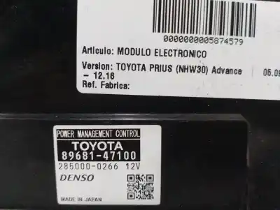 Pezzo di ricambio per auto di seconda mano modulo elettronico per toyota prius (nhw30) plug-in hybrid advance riferimenti oem iam  2850000266 8968147100