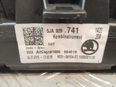 Second-hand car spare part dashboard for skoda rapid active oem iam references 5ja920741  