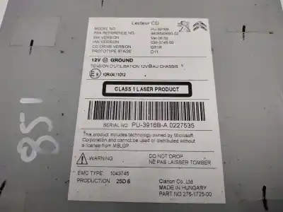 Peça sobressalente para automóvel em segunda mão SISTEMA DE ÁUDIO / RÁDIO CD por CITROEN C4 LIM.  Referências OEM IAM 9805593680  