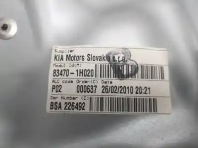 Second-hand car spare part rear left window regulator for kia cee'd fastback (ed) 1.6 crdi 115 oem iam references 834701h020