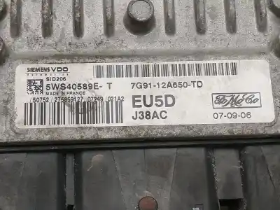 Peça sobressalente para automóvel em segunda mão centralina de motor uce por ford s-max (ca1) trend referências oem iam 5ws40589e  7g9112a650td