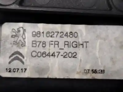 Second-hand car spare part passenger side right window regulator for citroen c4 picasso vtn@v 109 cv / 80 kw oem iam references 9616272480  