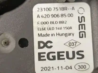 Автозапчастина б/у генератор для renault megane iv fastback (b9a/m/n_) 1.3 tce 140 (b9nb) посилання на oem iam 231007518r a4209068500 