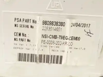 Автозапчастина б/у панель інструментів для peugeot 308 sw ii (lc_, lj_, lr_, lx_, l4_) 1.6 bluehdi 120 посилання на oem iam 9809838380  