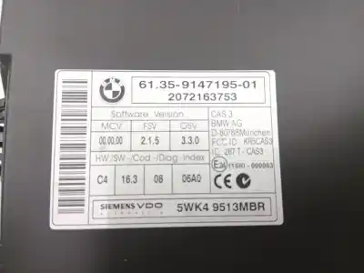 Автозапчастина б/у блок управління комфортом для bmw 3 (e90) 335 d посилання на oem iam 61359147195  5wk49513mbr