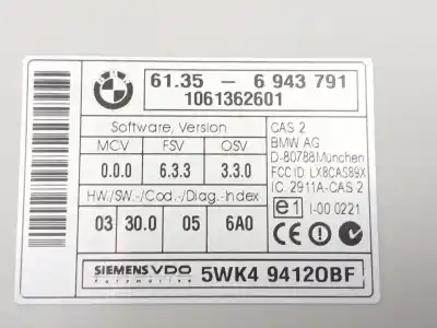 Pièce détachée automobile d'occasion unité de commande confort pour bmw 3 (e90) 320 i références oem iam 61356943791  