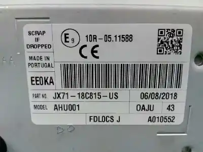 Second-hand car spare part audio system / radio cd for ford focus 1.0 ecoboost cat oem iam references jx7118c815us  