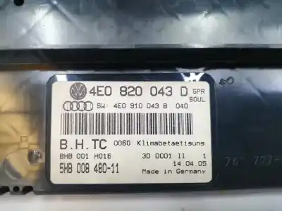 Автозапчасти б/у климат-контроль за audi a8 (4e2) 6.0 w12 48v cat (bht) ссылки oem iam 4e0820043d  5hb008480