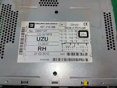 Second-hand car spare part audio system / radio cd for opel corsa d cmon oem iam references 13357127  497316088