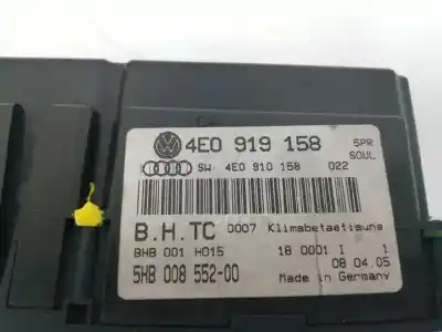Second-hand car spare part climate control for audi a8 (4e2) 6.0 w12 48v cat (bht) oem iam references 4e0919158  5hb00855200