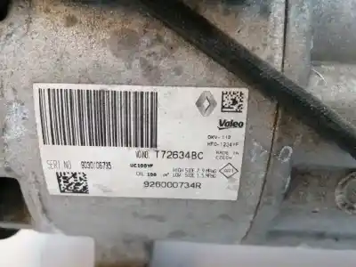 Pezzo di ricambio per auto di seconda mano compressore aria condizionata per renault captur i (j5_, h5_) 0.9 tce 90 riferimenti oem iam 926000734r  t72634bc