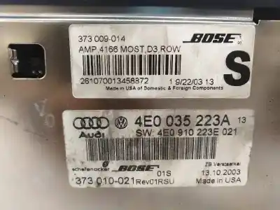 Peça sobressalente para automóvel em segunda mão módulo eletrônico por audi a8 (4e2) 4.0 v8 32v tdi biturbo cat (ase) referências oem iam 4e0035223a  
