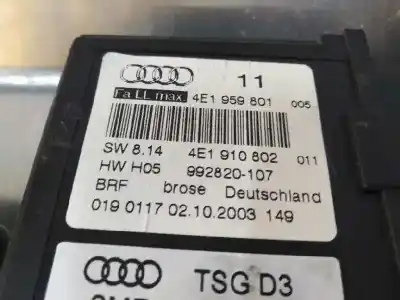 Автозапчастина б/у регулятор вікна передній лівий для audi a8 (4e2) 4.0 v8 32v tdi biturbo cat (ase) посилання на oem iam 4e1959801  102236xxx