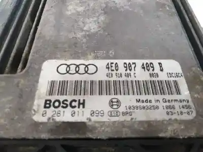 Автозапчастина б/у ебу контролер двигуна для audi a8 (4e2) 4.0 v8 32v tdi biturbo cat (ase) посилання на oem iam 4e0907409b  0281011099