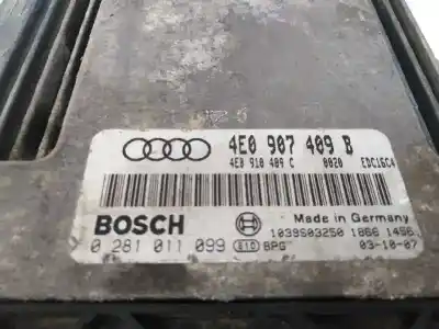 Tweedehands auto-onderdeel ecu motorcontroller voor audi a8 (4e2) 4.0 v8 32v tdi biturbo cat (ase) oem iam-referenties 4e0907409b  0281011099
