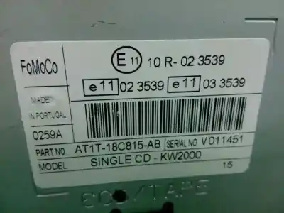 Автозапчастина б/у аудіо система / радіо cd для ford tourneo connect (tc7) kombi b. corta (2006->) посилання на oem iam at1t18c815ab  kw2000