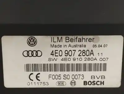 Peça sobressalente para automóvel em segunda mão módulo eletrônico por audi a8 (4e2) 3.0 v6 24v tdi referências oem iam 4e0907280a f005s00073 