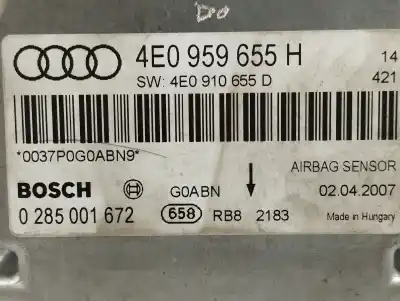 Second-hand car spare part airbag control unit for audi a8 (4e2) 3.0 v6 24v tdi oem iam references 4e0959655h  0285001672