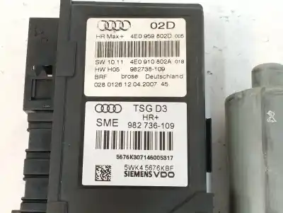 Peça sobressalente para automóvel em segunda mão motor elevador vidro traseiro direito por audi a8 (4e2) 3.0 v6 24v tdi referências oem iam 4e0959802d  5wk45676kbf