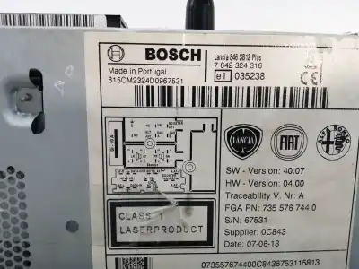 Second-hand car spare part audio system / radio cd for lancia ypsilon (402) 1.3 jtd 16v oem iam references 7642324316  