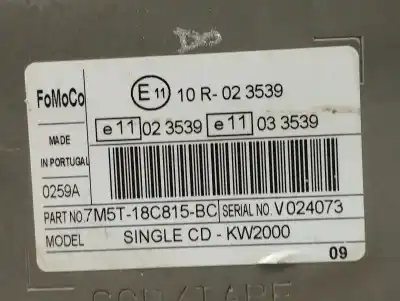 Автозапчасти б/у аудиосистема / радио cd за ford tourneo connect (tc7) 1.8 tdci cat ссылки oem iam 7m5t18c815bc  