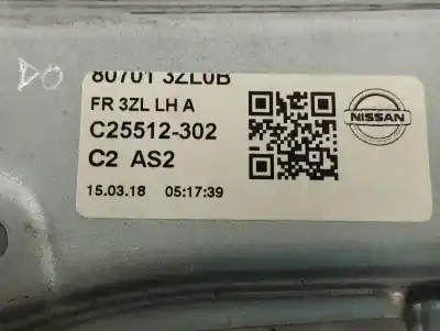 Second-hand car spare part driver left window regulator for nissan pulsar fastback (c13) 1.2 dig-t oem iam references 807013zl0b  