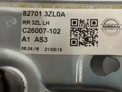 Second-hand car spare part rear left window regulator for nissan pulsar fastback (c13) 1.2 dig-t oem iam references 827013zl0a  