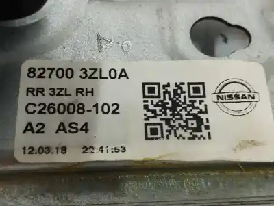 Second-hand car spare part rear right window regulator for nissan pulsar fastback (c13) 1.2 dig-t oem iam references 827003zl0a  