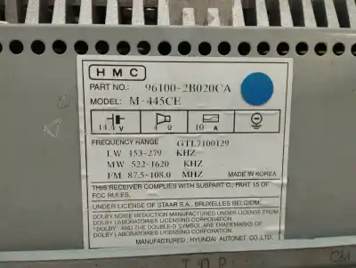 Pezzo di ricambio per auto di seconda mano impianto audio / radio cd per hyundai santa fe (bm) 2.2 crdi cat riferimenti oem iam 961002b020