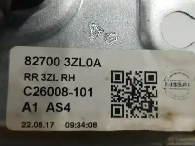 Second-hand car spare part rear right window regulator for nissan pulsar fastback (c13) 1.5 dci oem iam references 827003zl0a  