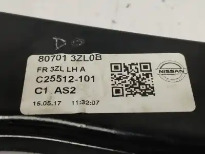 Автозапчастина б/у регулятор вікна передній лівий для nissan pulsar fastback (c13) 1.5 dci посилання на oem iam 807013zl0b  