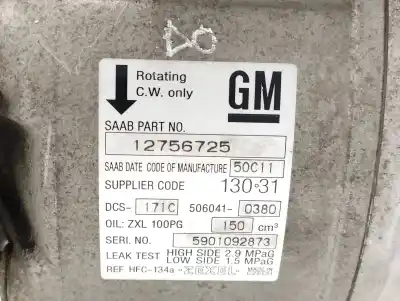 Автозапчастина б/у компресор кондиционера для saab 9-5 (ys3e) 1.9 tid посилання на oem iam 12756725  5060410380
