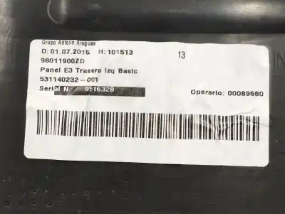 Peça sobressalente para automóvel em segunda mão forra / revestimento da porta traseira esquerda por citroen c4 cactus 1.2 vti 82 referências oem iam 98011900zd  