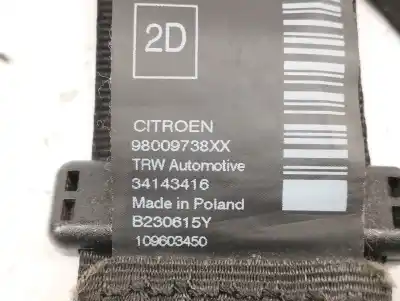 Автозапчастина б/у задній правий ремін безпеки для citroen c4 cactus 1.2 vti 82 посилання на oem iam 98009738xx  