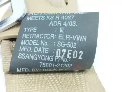 Pezzo di ricambio per auto di seconda mano cintura di sicurezza posteriore sinistra per ssangyong rodius 2.7 turbodiesel cat riferimenti oem iam 7560121202  