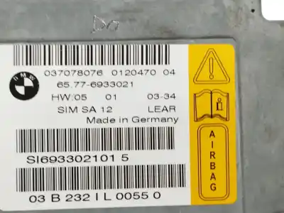 Pezzo di ricambio per auto di seconda mano centralina airbag per bmw 7 (e65, e66, e67) 730 d riferimenti oem iam 65776933021  037078076